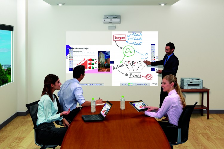Epson challenges flat panel displays with new all-in-one meeting solution boasting up to 100-inch images